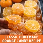Classic Homemade Orange Candy Canes with glossy citrus finish
