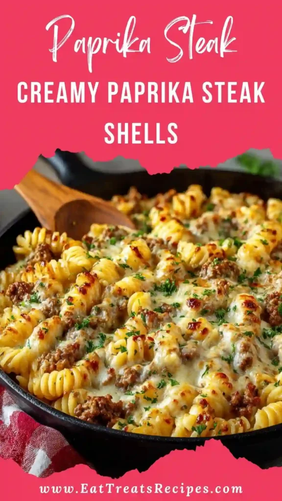 Creamy Paprika Steak Shells served warm in a cozy bowl