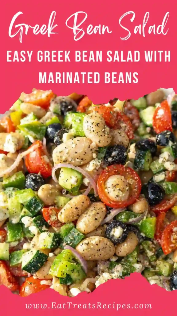 Greek bean salad with lemon marinated beans in a bowl