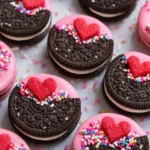Oreo Valentines with Pink Candy Wafers