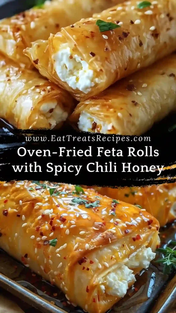 Oven-Fried Feta Rolls with Spicy Chili Honey served warm