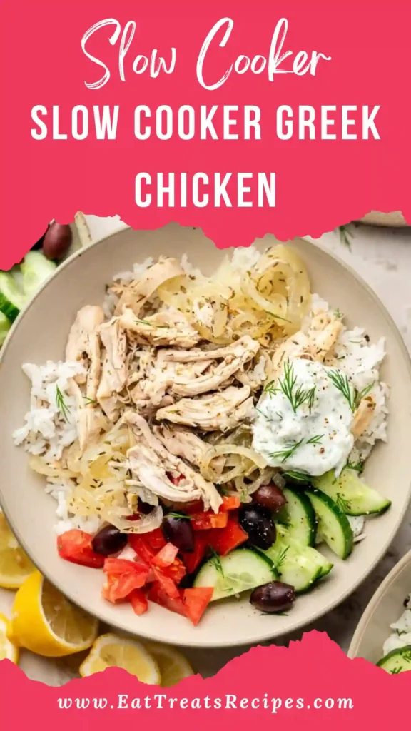 Slow Cooker Greek Chicken served warm in a cozy bowl