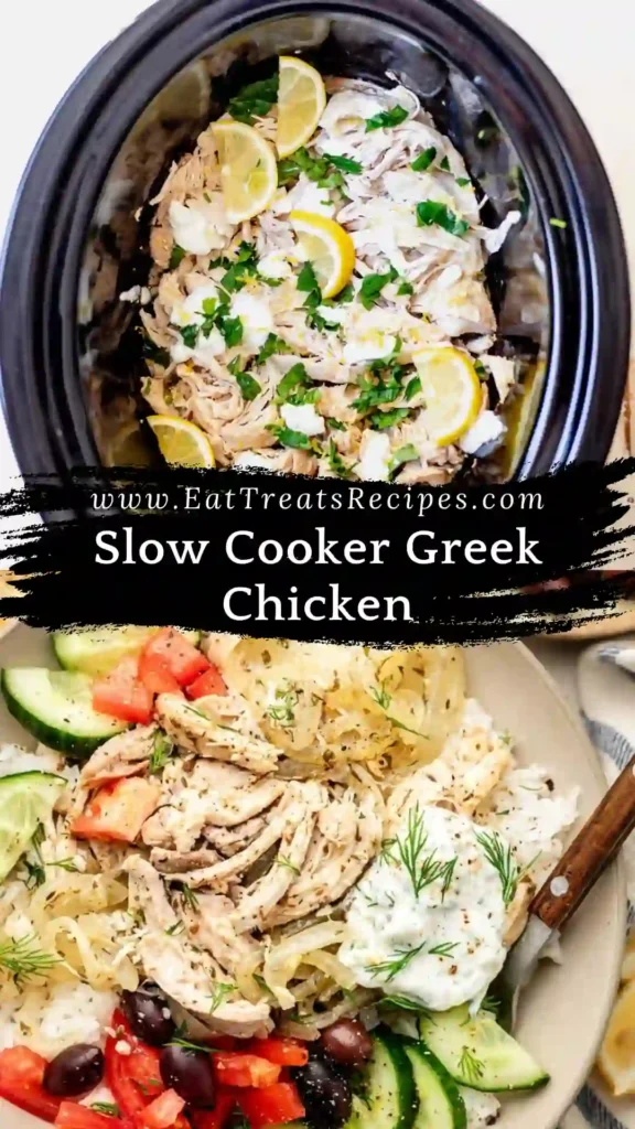 Slow Cooker Greek Chicken served warm in a cozy bowl