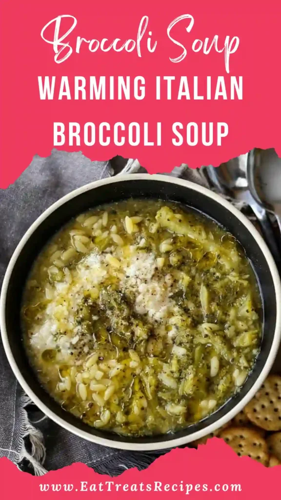 Warming Italian Broccoli Soup served in a cozy bowl