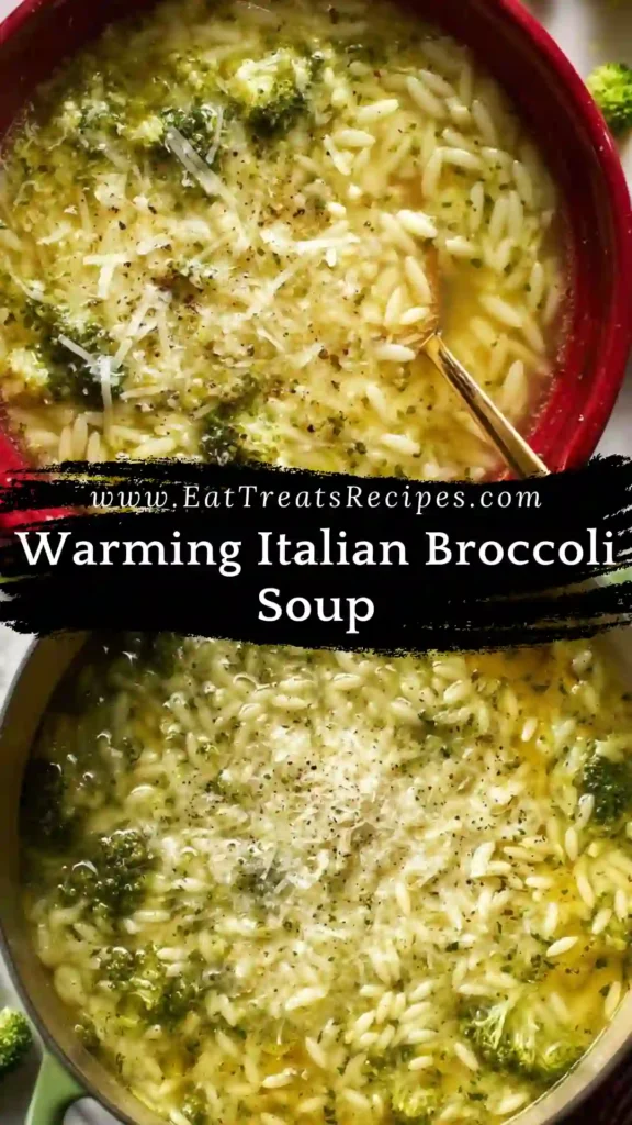 Warming Italian Broccoli Soup served in a cozy bowl