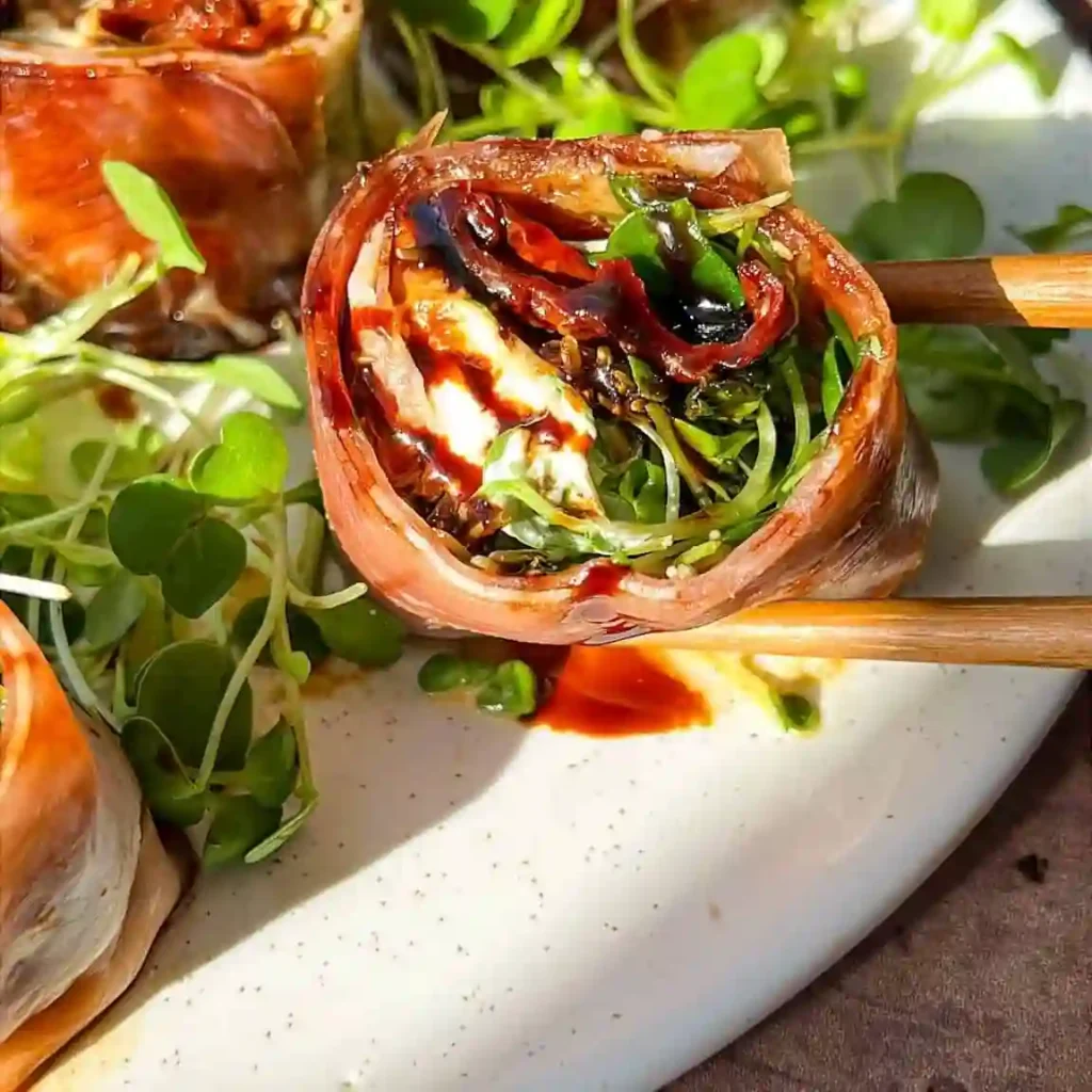 italian sushi recipe stored in meal prep container on marble surface