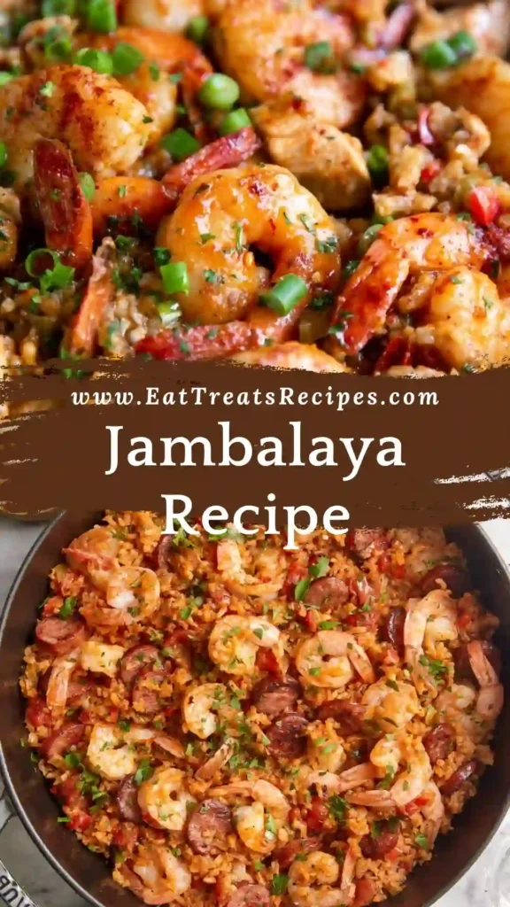 Authentic Louisiana Cajun Jambalaya Recipe ingredients including chicken thighs, andouille sausage, bell pepper, celery, onion and Cajun seasoning on white marble surface