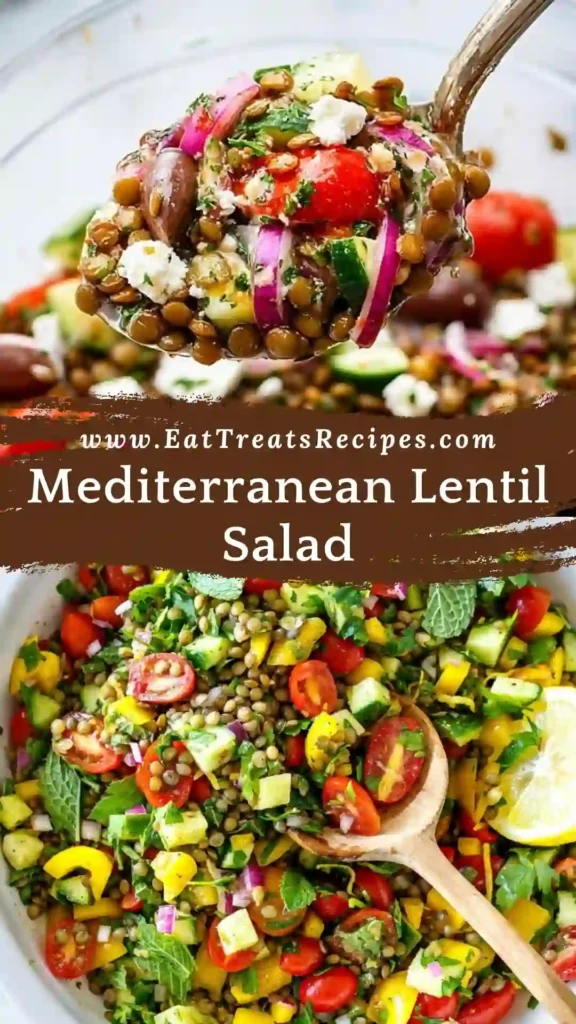 Mediterranean Lentil Salad with tahini dressing and fresh herbs