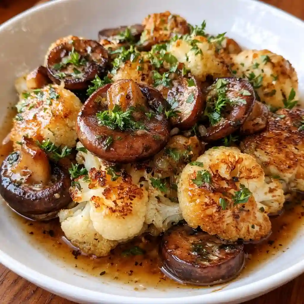 sautéed garlic mushrooms and cauliflower skillet