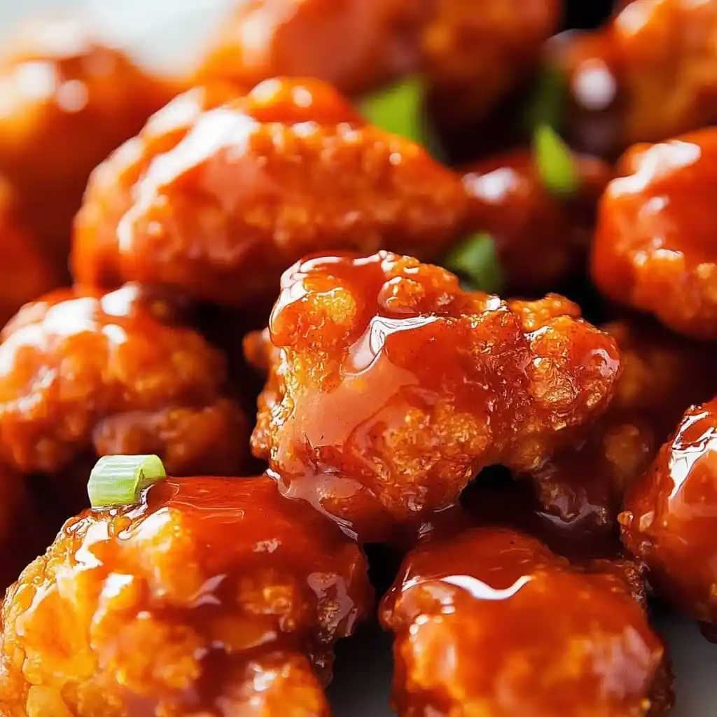 Serving air fryer buffalo cauliflower bites in white bowl with dipping sauce