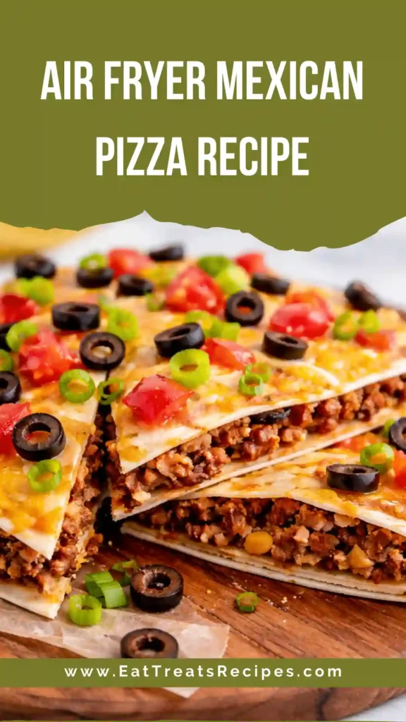 Crispy air fryer Mexican pizza recipe with beef and melted cheese