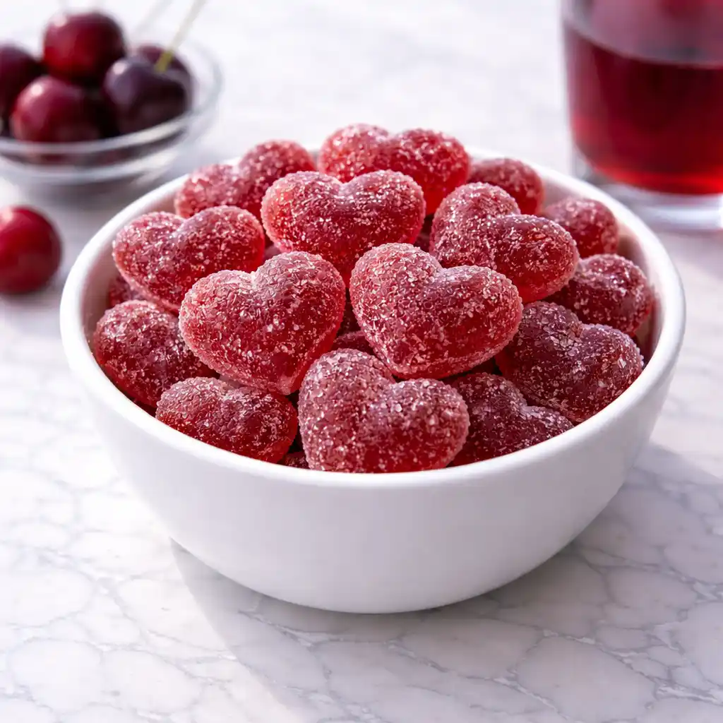 Apple Cider Vinegar Gelatin cubes served in white bowl on marble surface