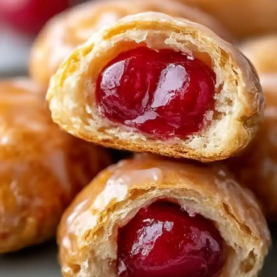 Cherry pie bites on white plate