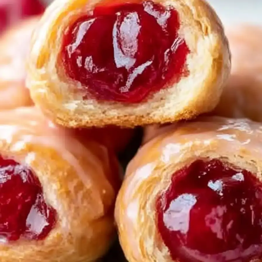 Cherry pie bites on white plate