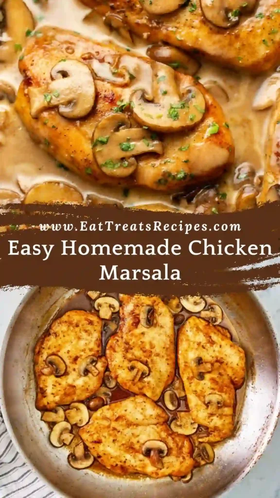 chicken marsala with mushrooms in rich marsala sauce