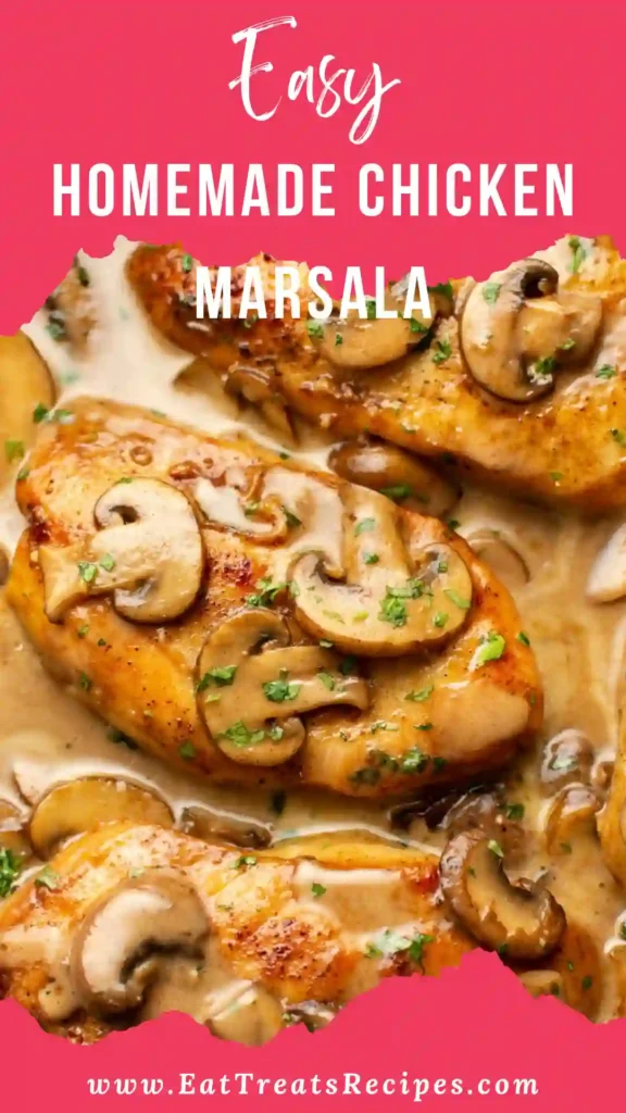 chicken marsala with mushrooms in rich marsala sauce