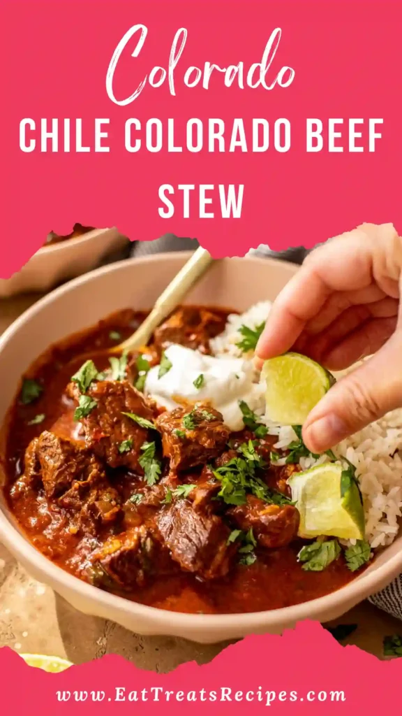 Authentic Chile Colorado beef stew with tender beef in rich red chile sauce