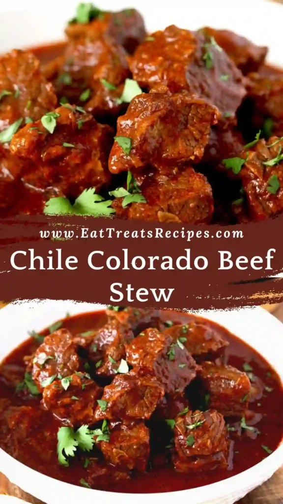 Authentic Chile Colorado beef stew with tender beef in rich red chile sauce