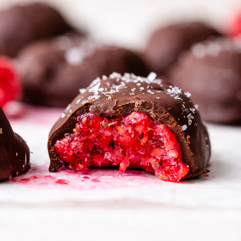 Fresh raspberries and dark chocolate for chocolate covered raspberry recipe