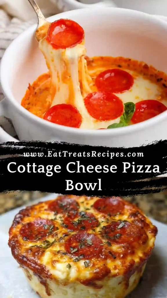 cottage cheese pizza bowl stored in glass meal prep container