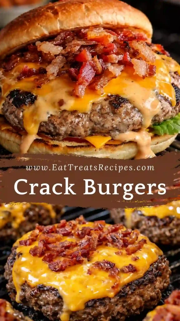 Crack Burgers smash style with ranch seasoning bacon and cheddar on toasted brioche bun