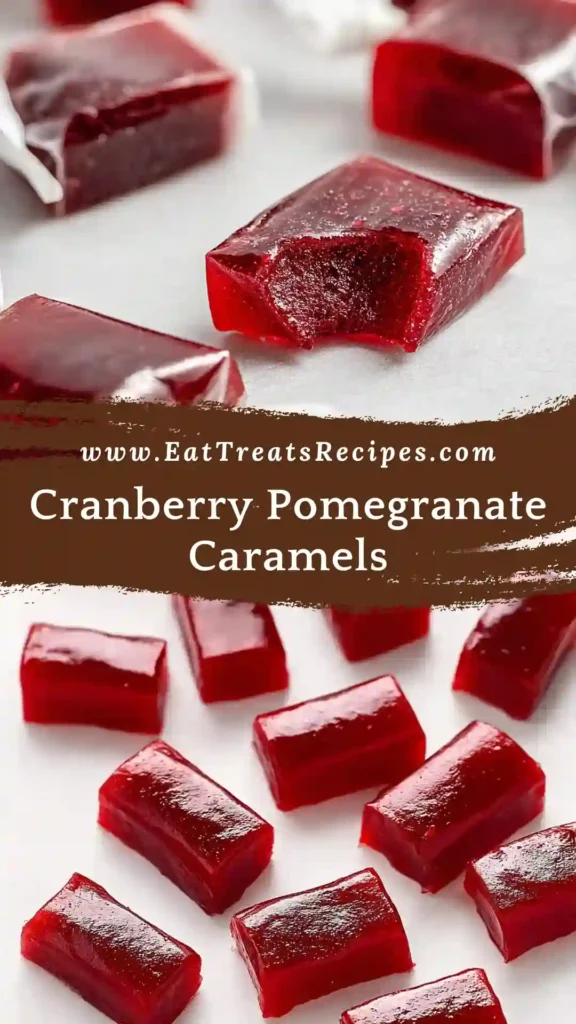 Cranberry Pomegranate Caramels on white plate