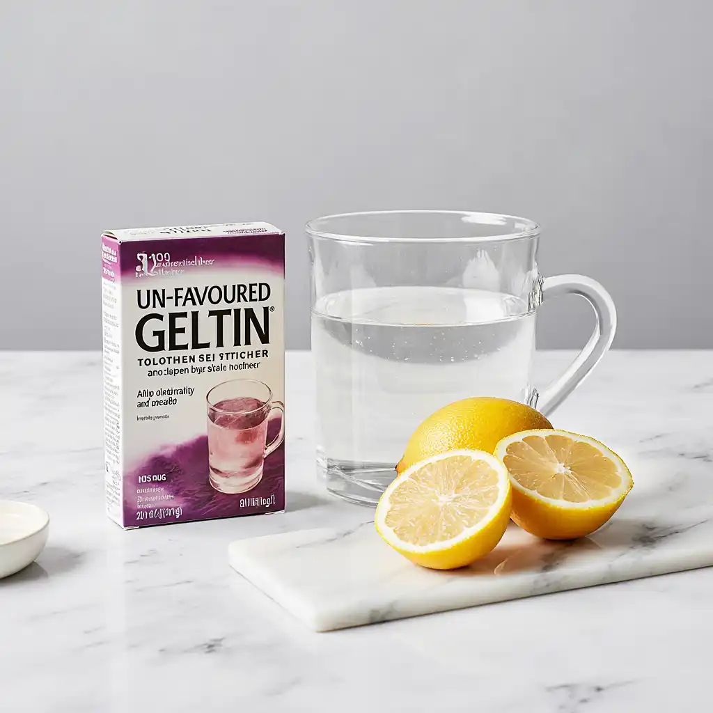 Gelatin recipe for weight loss pink drink made with unflavored gelatin and lemon