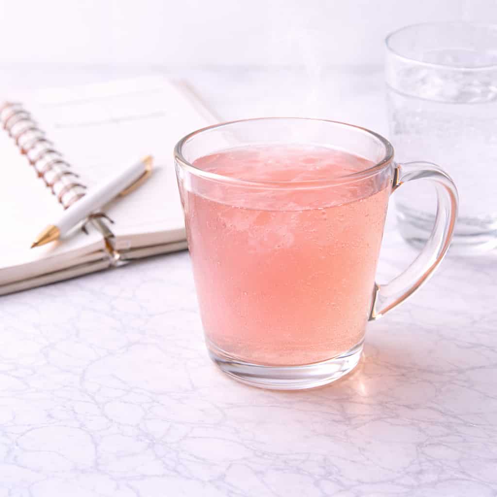Gelatin recipe for weight loss pink drink made with unflavored gelatin and lemon