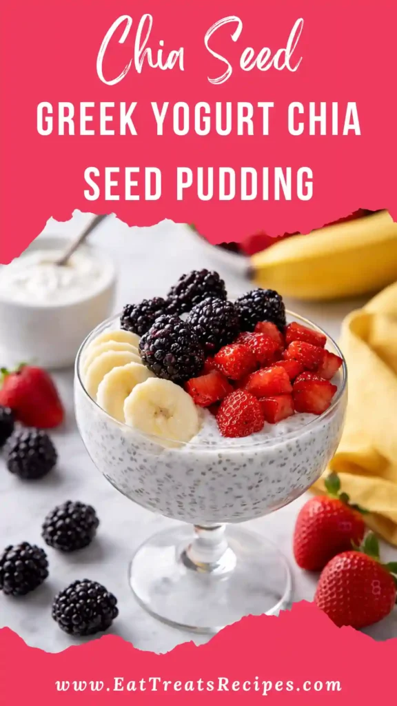 greek yogurt with chia seeds and berries recipe served with teaspoon and nutrition friendly toppings