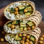 Zucchini and feta chickpea wraps with grilled zucchini