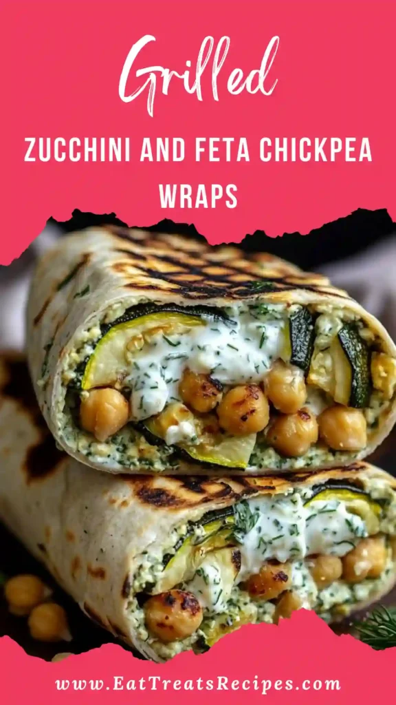 Zucchini and feta chickpea wraps with grilled zucchini
