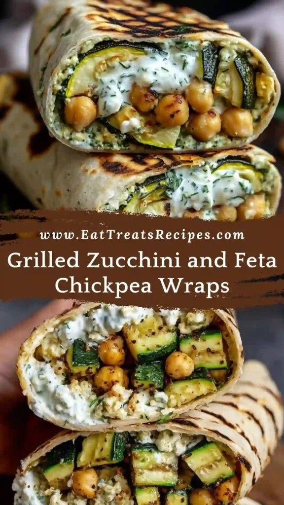 Zucchini and feta chickpea wraps with grilled zucchini