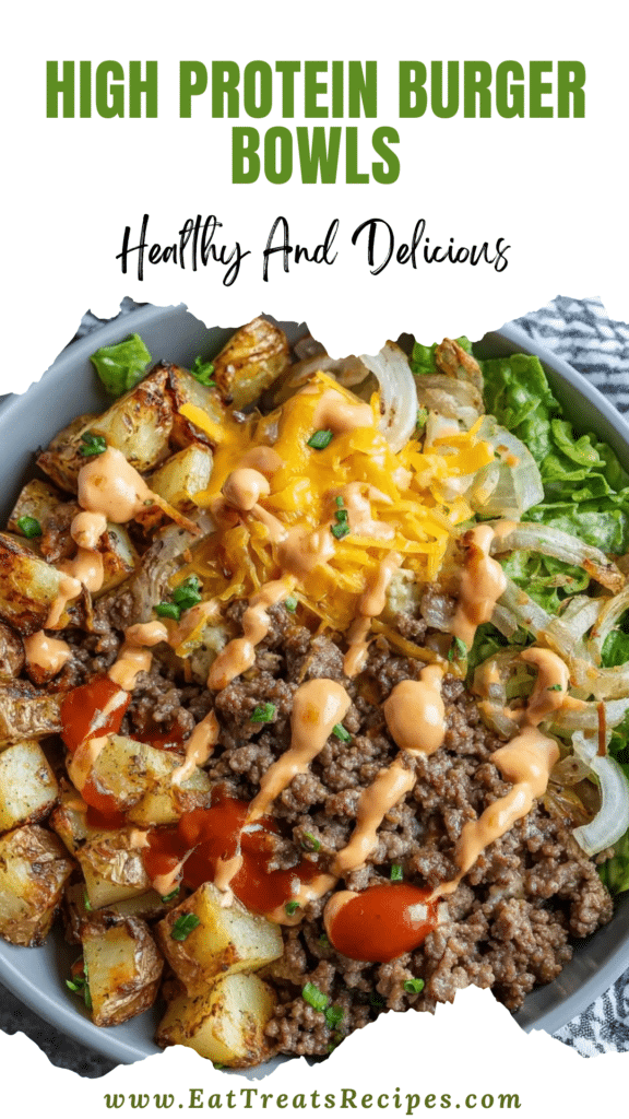 high protein burger bowls with ground beef lettuce and burger sauce