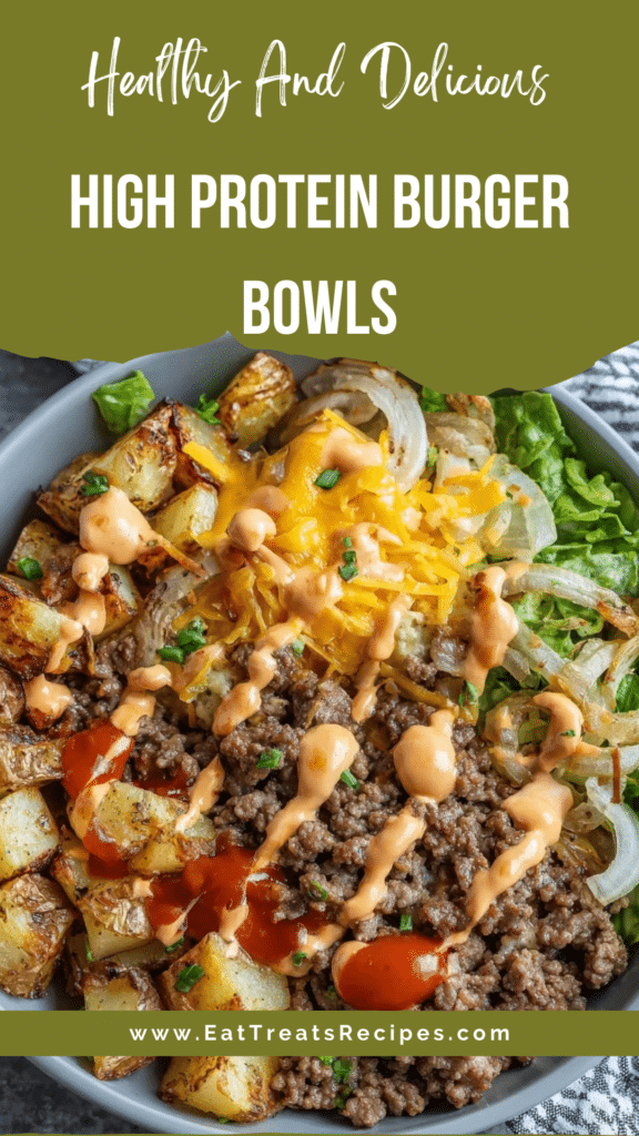 high protein burger bowls with ground beef lettuce and burger sauce