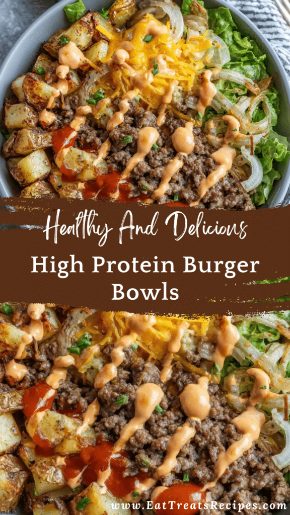 high protein burger bowls with ground beef lettuce and burger sauce