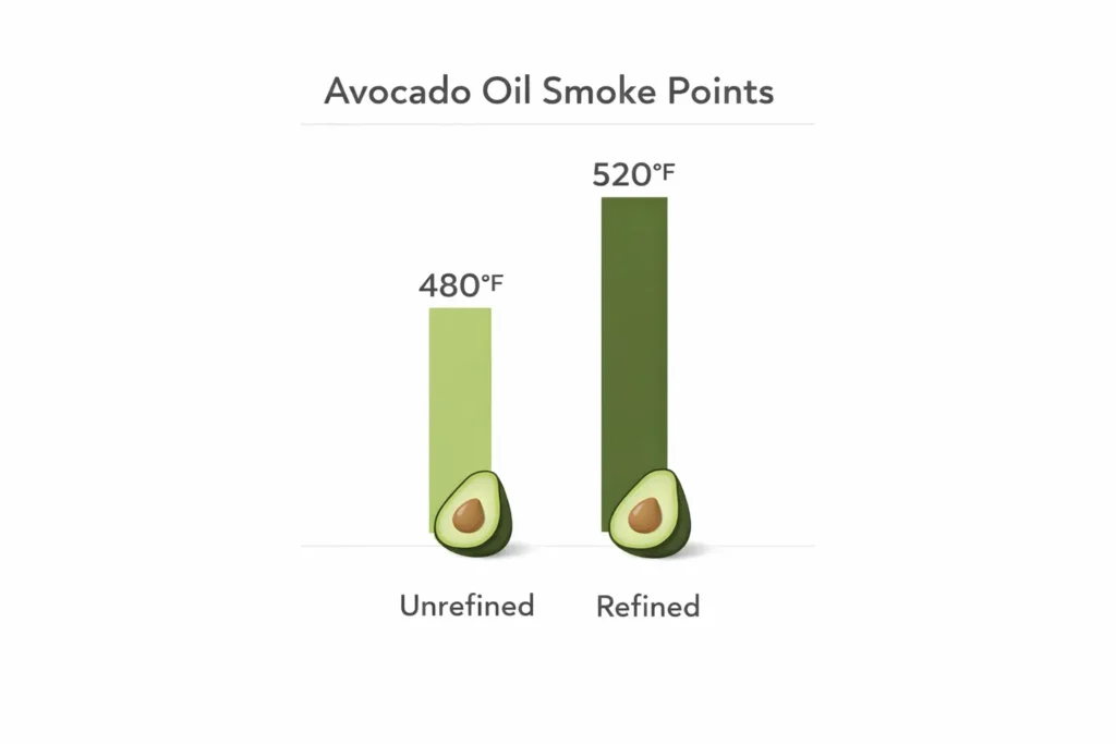 avocado oil smoke point refined vs unrefined