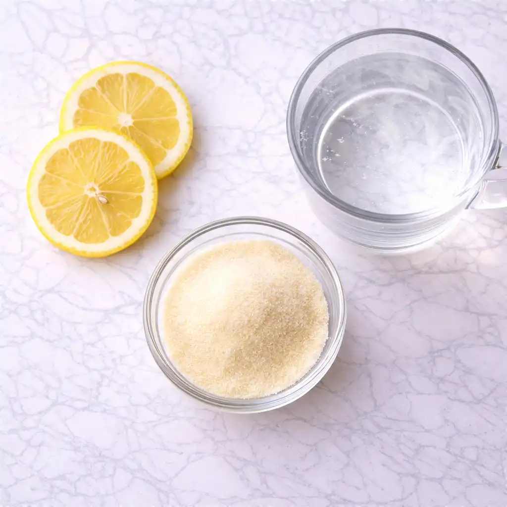 Kelly Clarkson Jello Recipe served in clear glass bowl on white marble background