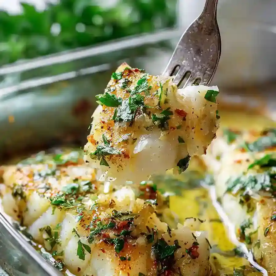 Gluten-free Mediterranean baked cod with lemon and garlic