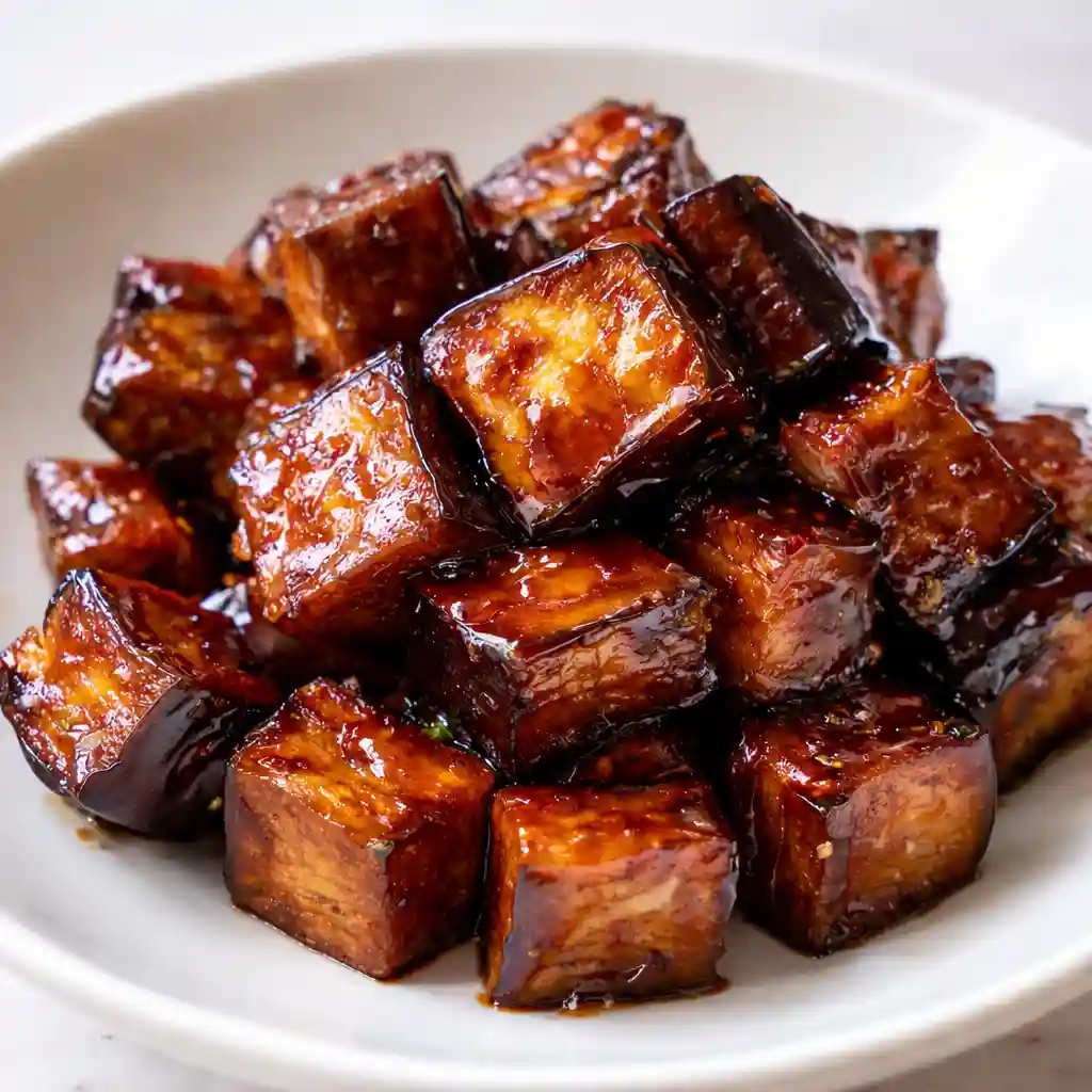 Miso Glazed Eggplant Recipe (Nasu Dengaku) caramelized Japanese eggplant halves with sesame seeds