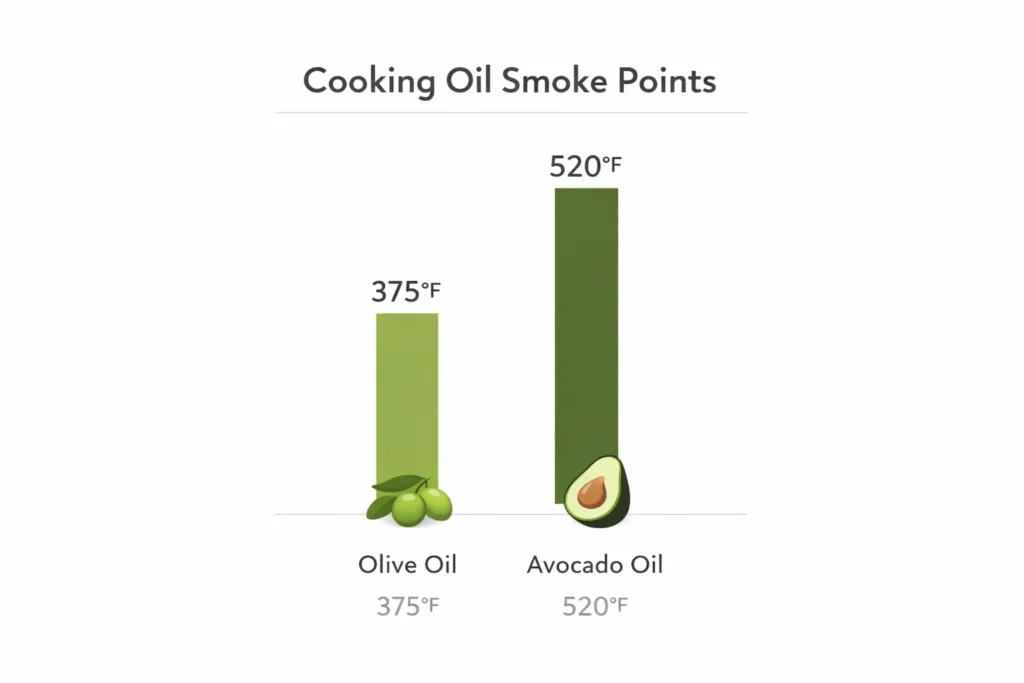 olive oil vs avocado oil smoke point comparison chart