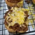 open face garlic toast sloppy joes stored in meal prep container for later use