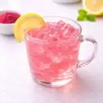 Pink Gelatin Trick Recipe in clear glass bowl