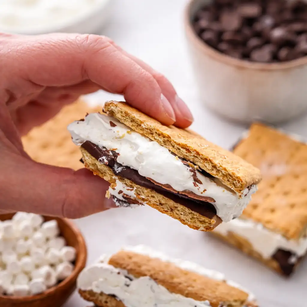 Protein Frozen S’mores layered with Greek yogurt and chocolate