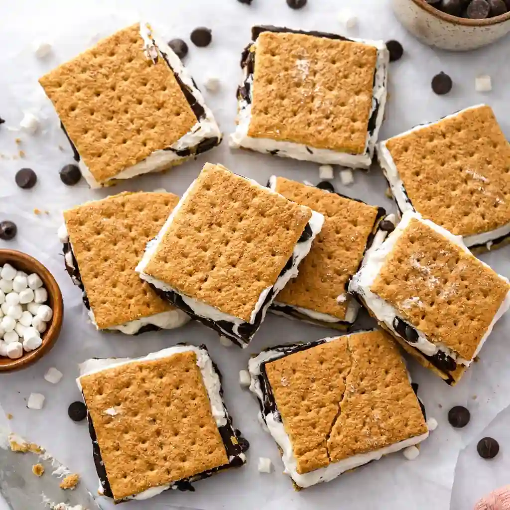 Protein Frozen S’mores layered with Greek yogurt and chocolate