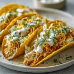 dill pickle ranch smash chicken tacos stored in meal prep container