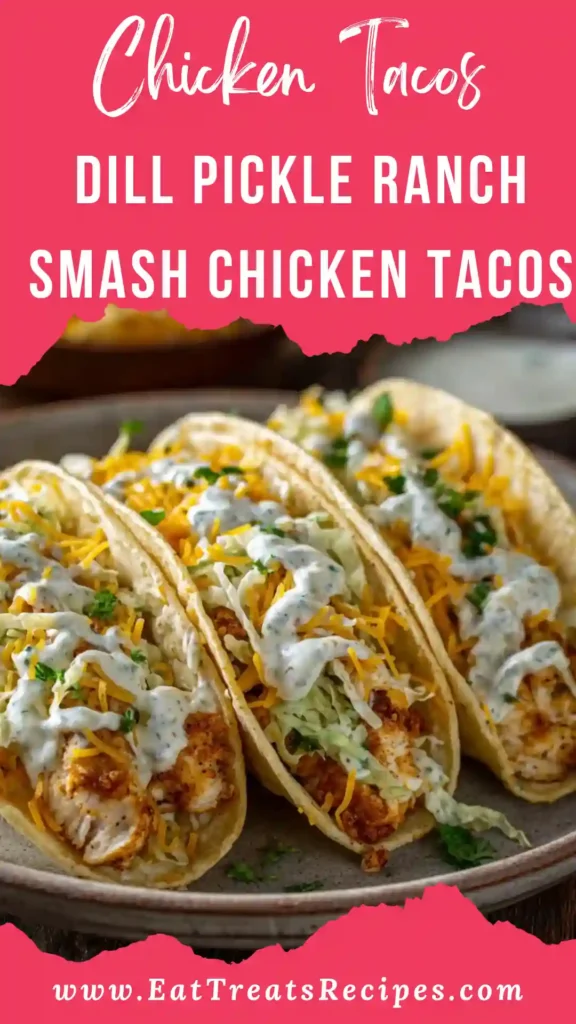 dill pickle ranch smash chicken tacos stored in meal prep container