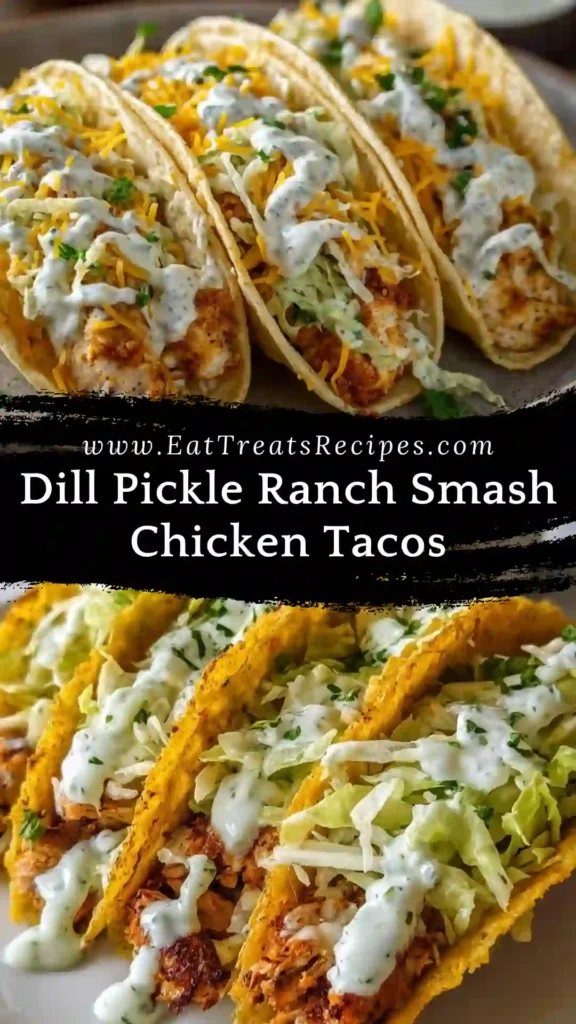 dill pickle ranch smash chicken tacos stored in meal prep container