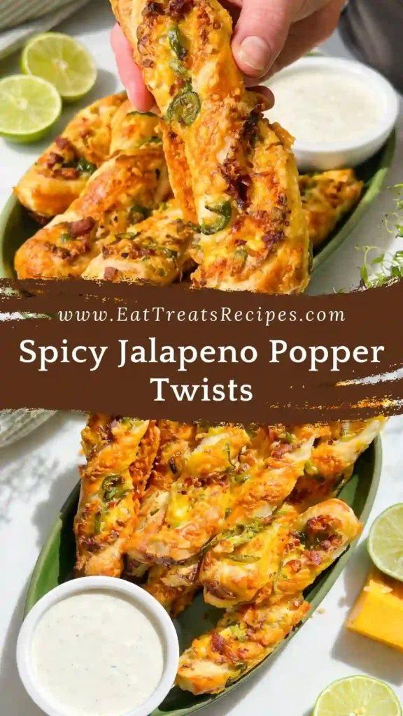 Close-up of flaky layers and creamy jalapeno cheese filling inside popper twists