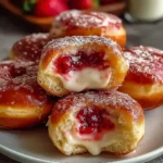 Strawberry cheesecake donuts with glaze and filling