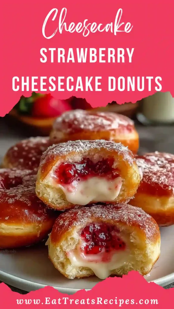 Strawberry cheesecake donuts with glaze and filling